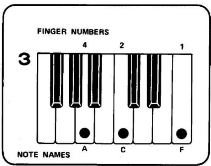 FINGER NUMBERS 3 4 2 1 NOTE NAMES A C F