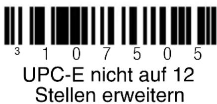 3 1 0 7 5 0 5 UPC-E nicht auf 12 Stellen erweitern