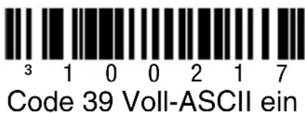 3 1 0 0 2 1 7 Code 39 Voll-ASCII ein