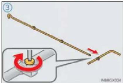 Diagram illustrating a mechanical or electrical component with labeled parts and an inset showing a rotating mechanism.