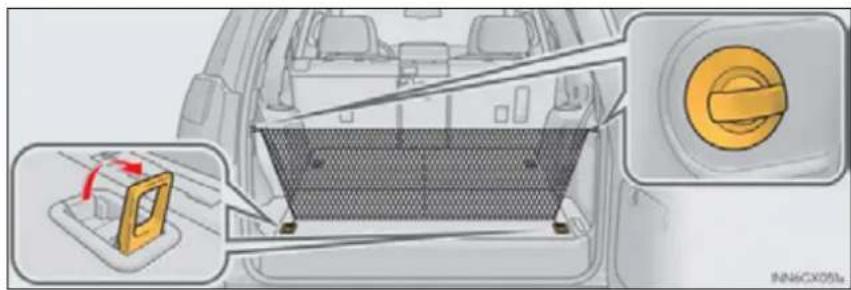 Diagram showing car interior with a highlighted panel and directional arrows, including a yellow circular button labeled 'INN6CX051a'