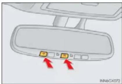 Diagram showing a device rear panel with two labeled buttons and red arrows indicating directional movement or control points.