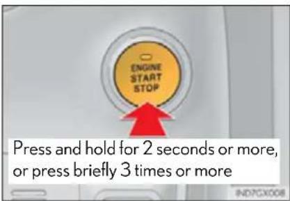 ENGINE START STOP Press and hold for 2 seconds or more, or press briefly 3 times or more