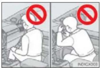 Two-panel illustration showing a person sitting and talking, with red prohibition symbols above the image.