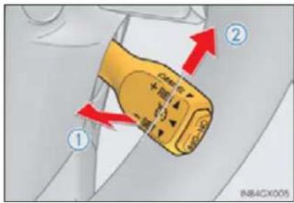 Diagram showing a device with labeled parts and directional arrows, likely illustrating a mechanical or electrical component.
