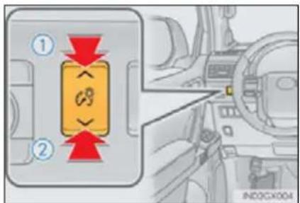 Diagram showing a device lock switch with red directional arrows and a warning symbol, alongside a close-up of the interior view.