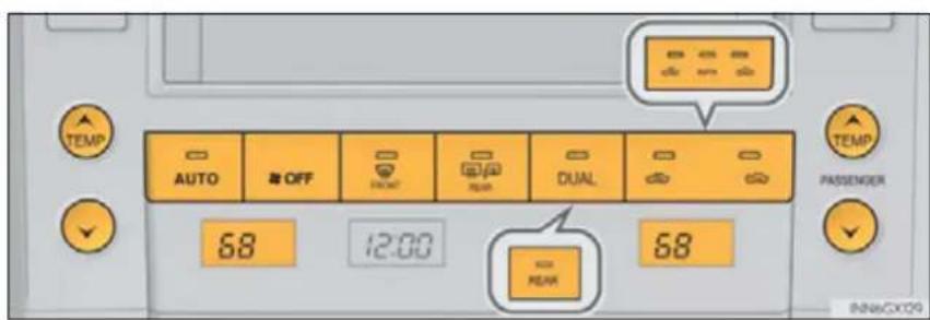 TEMP AUTO OFF CURRENT DUAL 58 12:00 MAX REAV TEMP PASSenger 68/6CX709