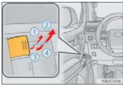 Diagram showing a device with numbered components and directional arrows, likely illustrating a system or control interface.