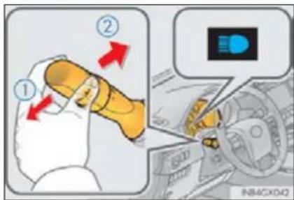 Diagram illustrating a hand holding a device with numbered parts and a close-up of the dashboard showing a blue icon and dollar bill.