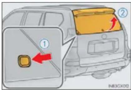 Diagram showing car door opening with labeled parts and directional arrows indicating movement or change.