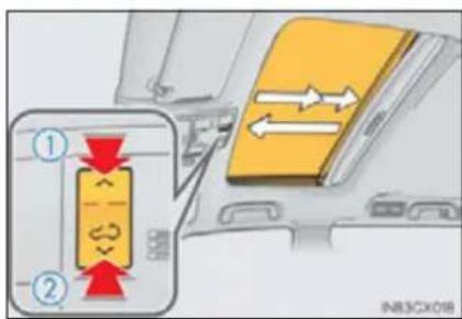Diagram showing two labeled parts of a device with directional arrows and internal symbols, likely illustrating a system or process flow.