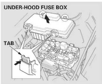 UNDER-HOOD FUSE BOX TAB