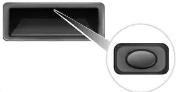 Diagram showing a device with a pointed tip interacting with a circular button (no text or symbols)