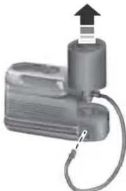 Mechanical device with a cylindrical component and cable, no visible text or symbols