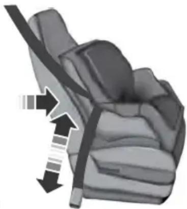 3D rendered image of a car seat with directional arrows indicating motion or movement (no text or symbols)