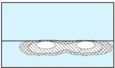 Pure diagram of a symmetrical mechanical or electrical component with hatched fill, no text or symbols present