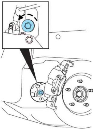 Mechanical assembly diagram showing a brake caliper and bracket with a magnified inset of the component (no text or symbols)