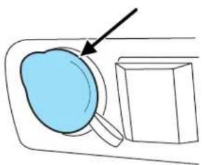 Simple line drawing of a magnifying glass over a cube, with an arrow pointing to the lens (no text or symbols)