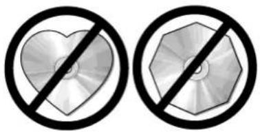 Two circular icons with a diagonal line crossing through the center of each circle, indicating prohibition or no use of CD or DVD (no text or symbols)