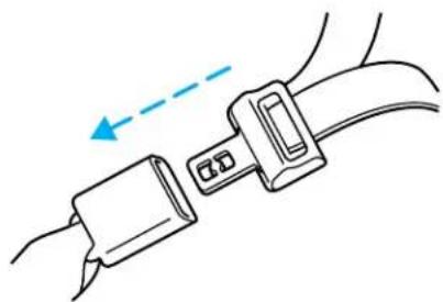 Diagram of a belt buckle being inserted into a cable, showing no text or symbols