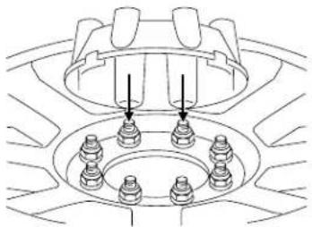 Technical line drawing of a mechanical assembly with bolted components and mounting holes (no text or symbols)
