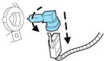 Diagram showing a robotic arm interacting with a device, with directional arrows indicating movement or force.