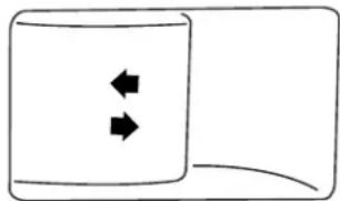 Simple line drawing of a cylindrical container with two arrows pointing inward, placed on a curved surface (no text or symbols)