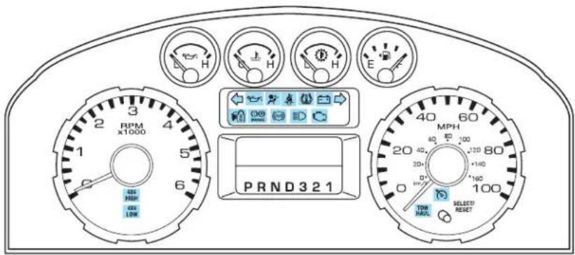 RPM x1000 3 2 4 5 6 1 20 MAX MAX LOW PRND321 MPH 40 60 80 20+ 100 +140 -160 100 TOM MAX SELECTO RESET