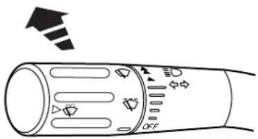 Diagram of a cylindrical device with labeled parts and an arrow indicating direction, including symbols like diamonds, arrows, and 'OFF' labels.