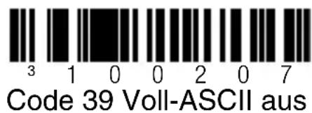 Code 39 Voll-ASCII aus