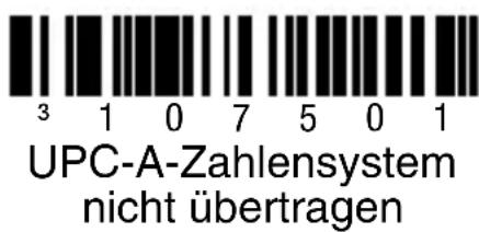 3 1 0 7 5 0 1 UPC-A-Zahlensystem nicht übertragen
