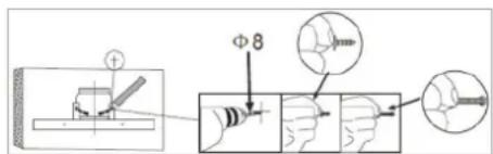 Technical diagram showing mechanical assembly with labeled components and magnified views