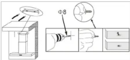 Technical diagram illustrating a mechanical assembly with labeled components and a magnified detail view showing part 8.