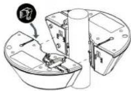 Technical diagram of a mechanical assembly with labeled components and directional arrow
