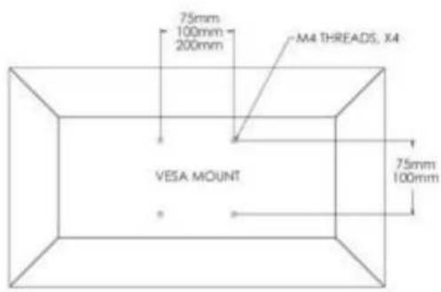 75mm 100mm 200mm M4 THREADS, X4 VESA MOUNT 75mm 100mm