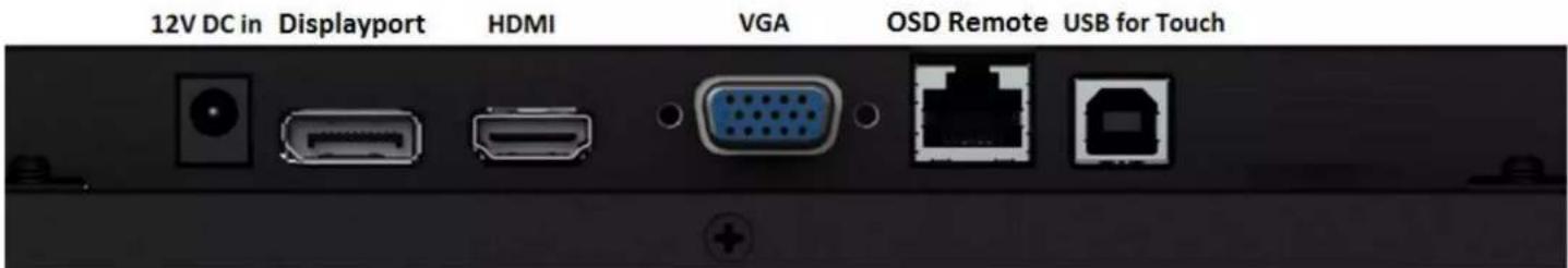 12V DC in Displayport HDMI VGA OSD Remote USB for Touch