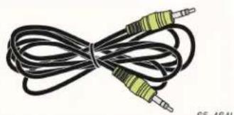 Coiled black audio jack with green leads, no text or symbols visible