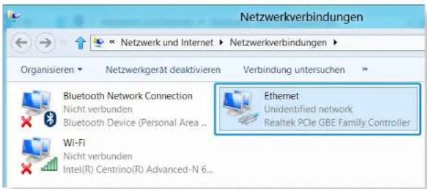 Netzwerkverbindungen << Netzwerk und Internet > Netzwerkverbindungen > Organisieren > Netzwerkgerät deaktivieren Verbindung untersuchen > Bluetooth Network Connection Nicht verbunden Bluetooth Device (Personal Area ... Wi-Fi Nicht verbunden Intel(R) Centrino(R) Advanced-N 6... Ethernet Unidentified…