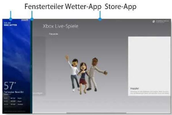 Fensterteiler Wetter-App Store-App 57° Telekom Bemittl Xbox Live-Spiele Funzide Hoppler