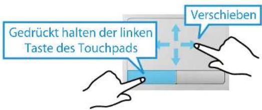 Gedrückt halten der linken Taste des Touchpads Verschieben