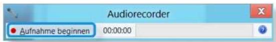 Audiorecorder Aufnahme beginnen 00:00:00