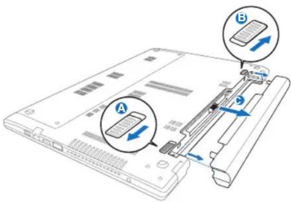 Diagram of a device showing labeled components A and B with directional arrows indicating movement or flow.