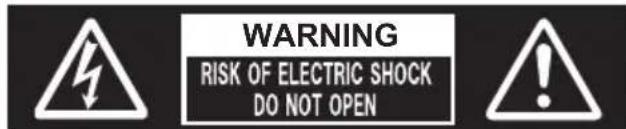 WARNING: RISK OF ELECTRIC SHOCK. DO NOT OPEN.
