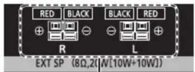 RED BLACK BLACK RED R L EXT SP (8Ω, 2Ω [W] 10W+10W)