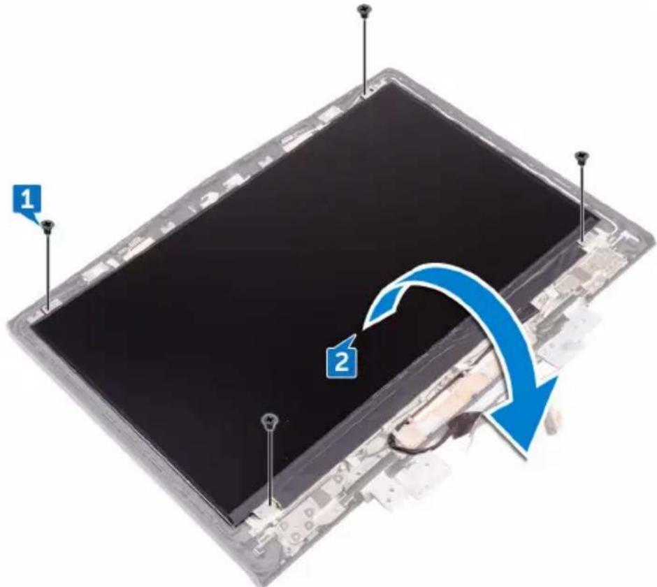 Diagram showing a device with two labeled components (1 and 2) and a blue curved arrow indicating rotation or movement.