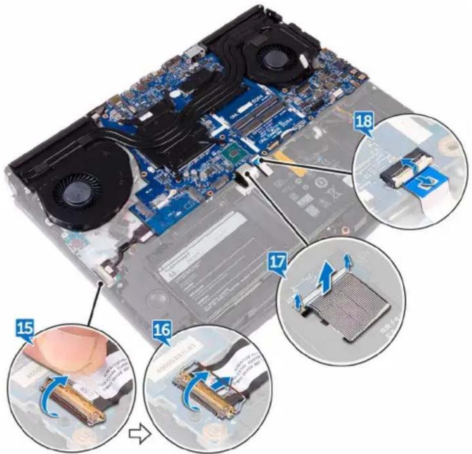 Laptop motherboard diagram with numbered component annotations showing heat transfer and cooling mechanism