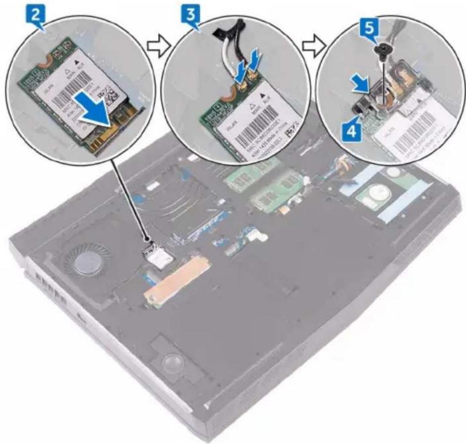 Diagram showing a computer motherboard with labeled parts and annotations in Chinese, including a 2D card component being inserted.