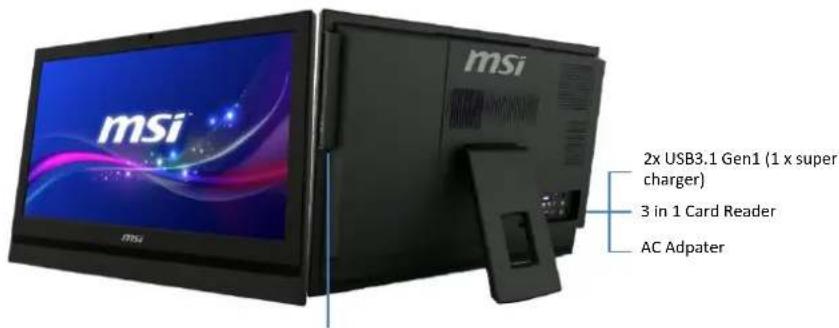 HDMI- Eingang/Ausgang 2x COM port 2x USB 3.1 Gen1 VGA-OUT LAN 2x USB 2.0 Mikrofon-Eingang Kopfhörer-Ausgang
