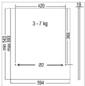 min 543 max 593 420 3 - 7 kg Ø2 594 19
