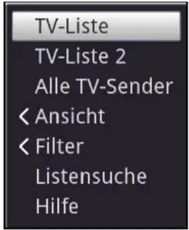 TV-Liste TV-Liste 2 Alle TV-Sender < Ansicht < Filter Listensuche Hilfe